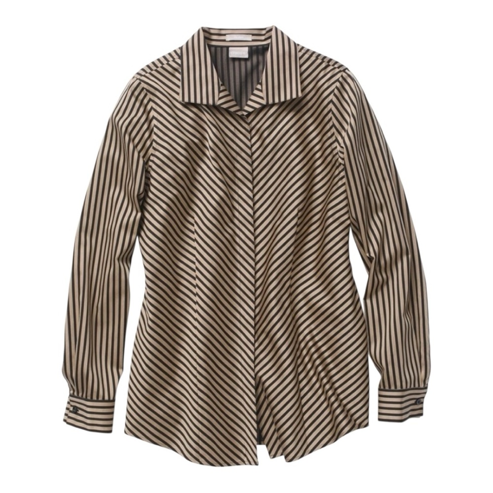 NWOT Chico’s Women’s No Iron Sateen Shirt Button-Up Sz 2